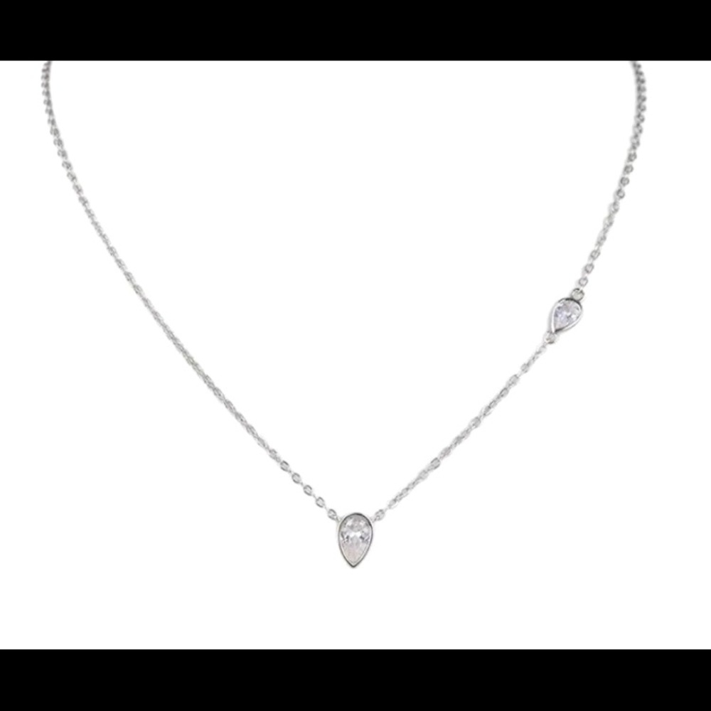 Kenneth Jay Lane Pear Shaped Bezel set CZ Necklace